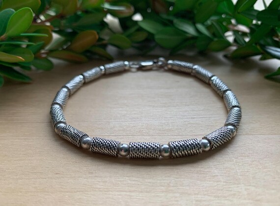 Vintage Sterling Silver Bead Bracelet 7"/ Vintage Sterling Bracelet/ Vintage Sterling Silver Bead Bracelet/ Sterling Rope Bead Bracelet View 4