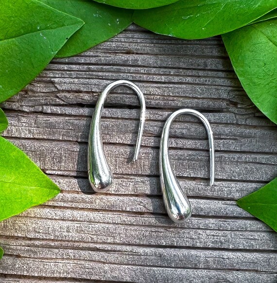 Vintage Modernist Sterling Silver Teardrop Earrin… - image 6