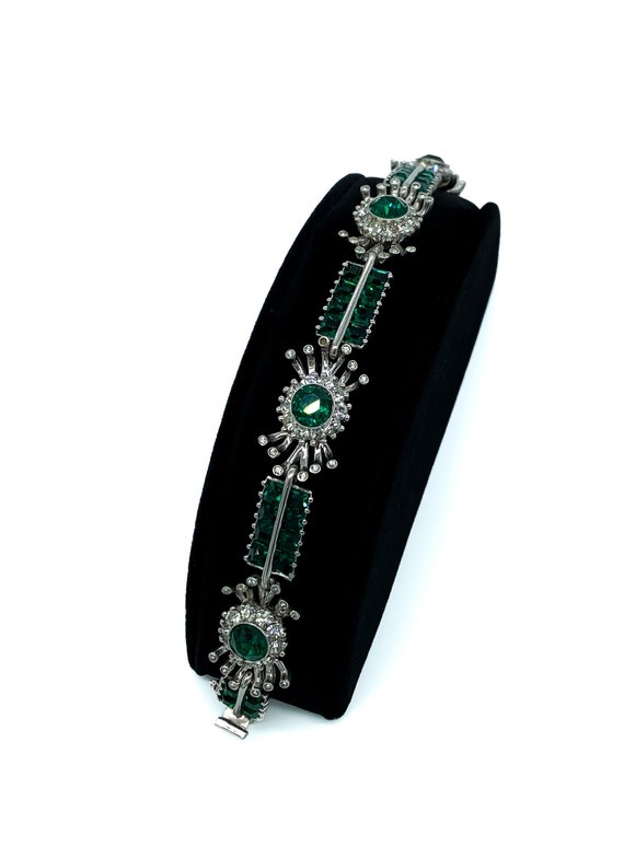 Antique Art Deco Sterling Silver Emerald & Diamon… - image 7