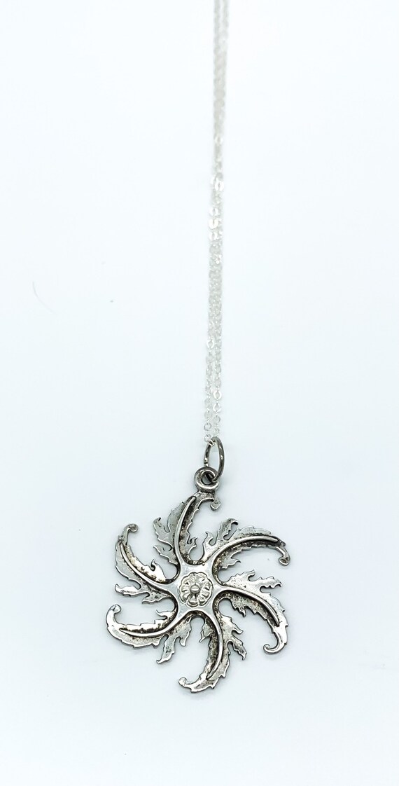 Antique Art Nouveau Sterling Silver Whirl Flower … - image 8
