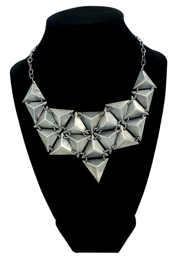 Vintage Modernist Sterling Silver Pyramid Triangl… - image 3