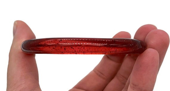 Vintage Artisan Red Roman Glass Bangle Bracelet 7… - image 8