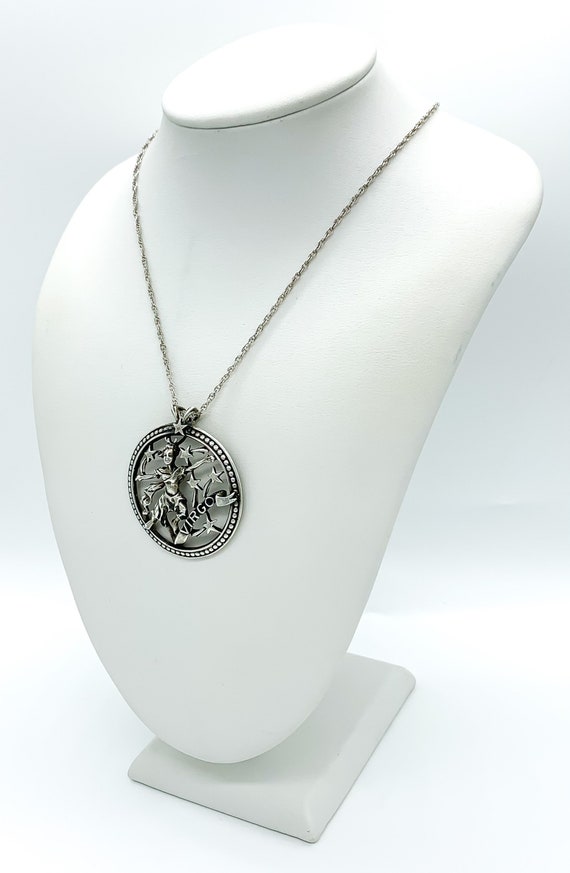 Vintage Sterling Silver Zodiac Virgo Pendant Neck… - image 6