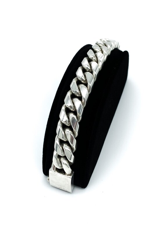 Heavy Cuban Chain Bracelet 18K Yellow Gold Gem