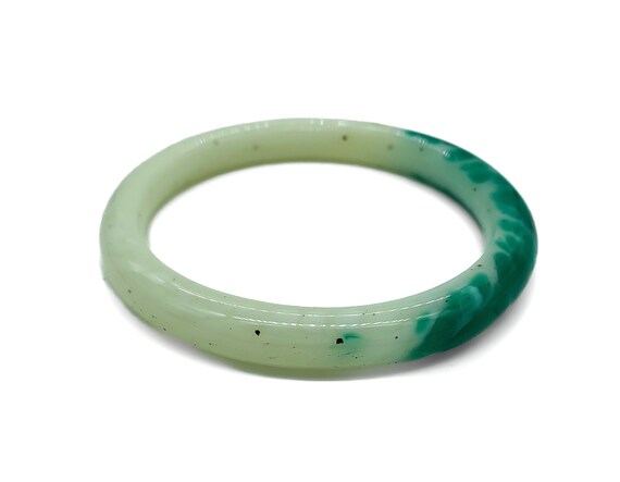 Antique Art Deco Peking Jade Art Glass Bangle Bra… - image 3