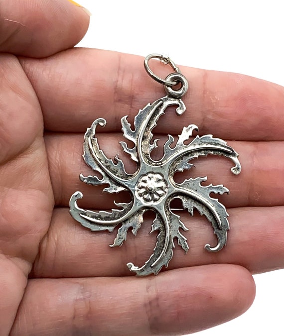 Antique Art Nouveau Sterling Silver Whirl Flower … - image 9