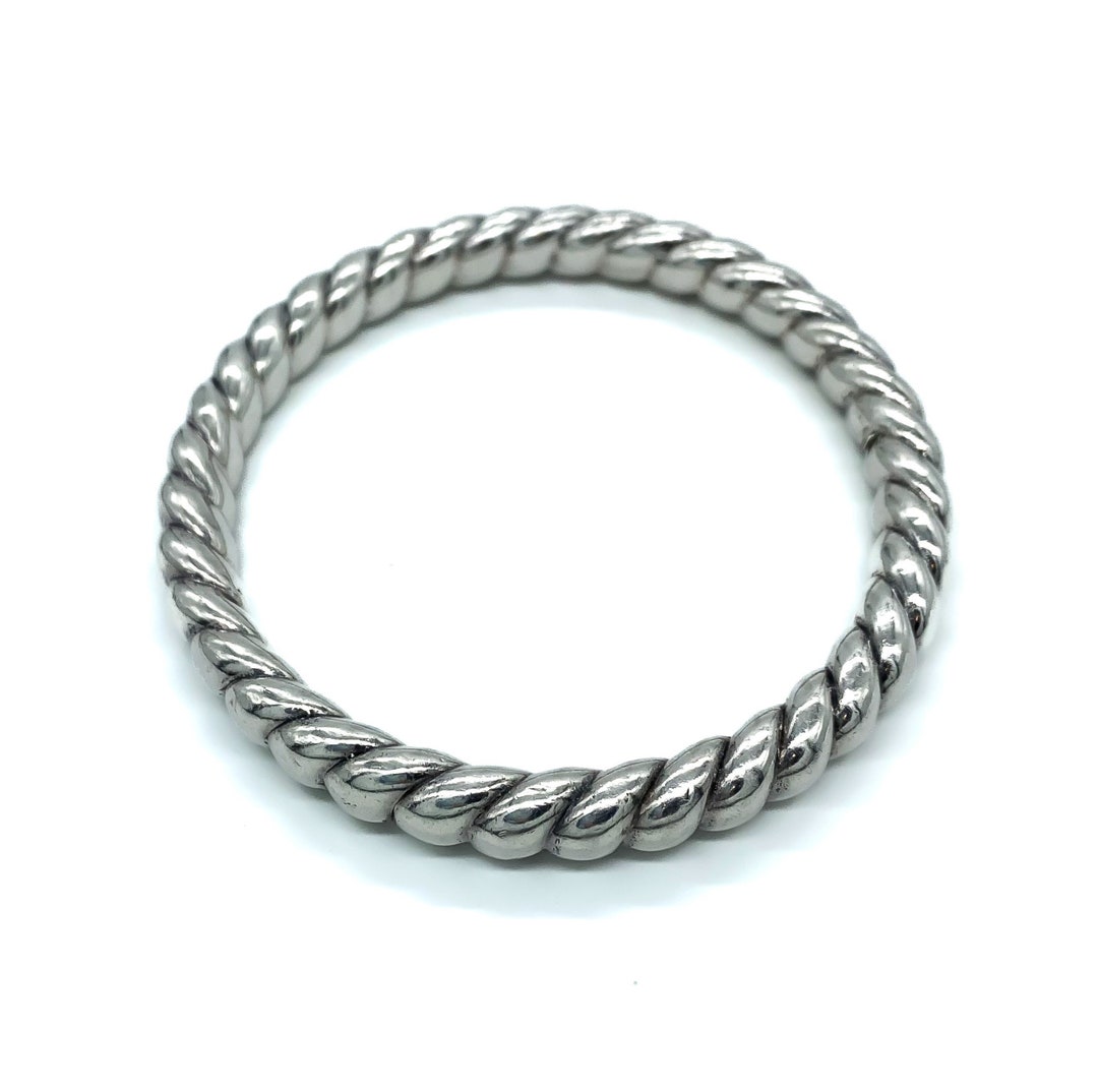 Vintage Sterling Silver Cable Twist Bangle Bracelet 8