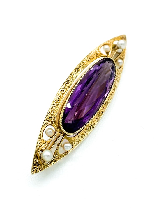 Antique Victorian 14k yellow Gold Amethyst Seed P… - image 4