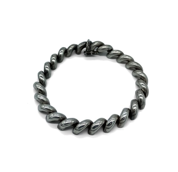 Vintage Italian Sterling Silver Ribbed Link Bracelet 8"/ Vintage Sterling Bracelet/ Sterling Silver Bracelet/ Italian Sterling Bracelet