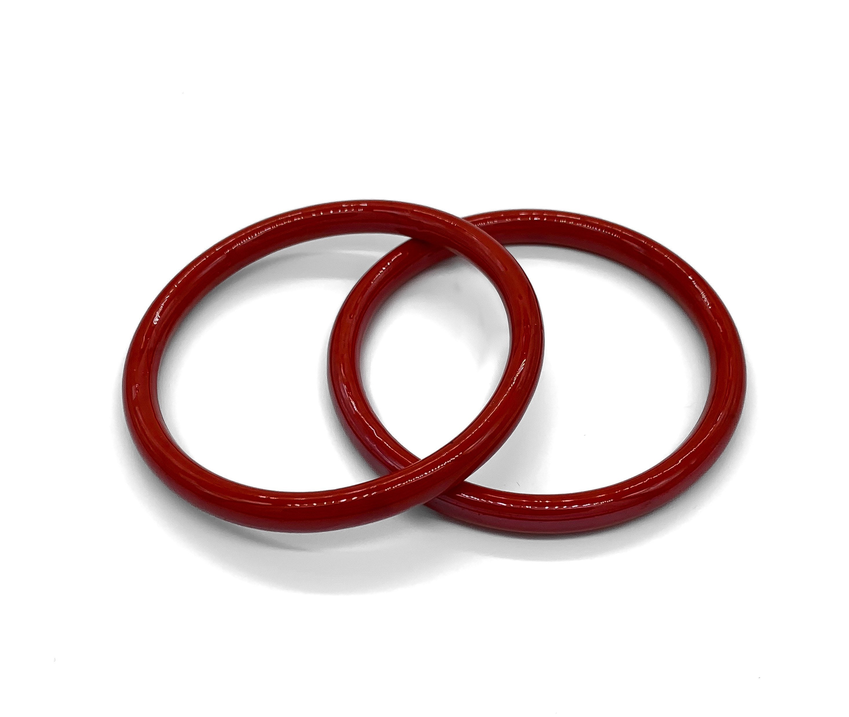 Vintage Red Art Glass Bangle Bracelet Pair 7.5