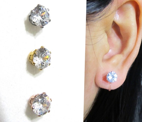 6mm Cz Crystal Clip On Earrings11imagnetic Earrings Altnon Etsy