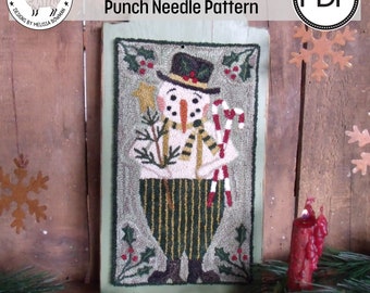 Candy Canes With Holly PDF/Digital Punch Needle Pattern