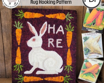 Carrot Patch Hare PDF/Digital Rug Hooking Pattern