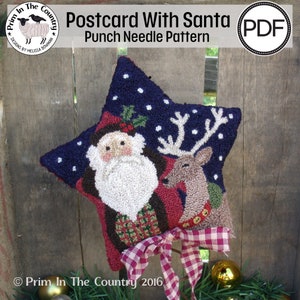 Postkarte mit Weihnachtsmann PDF/Digital Punch Needle Pattern