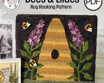 Bees and Lilacs PDF/Digital Rug Hooking Pattern