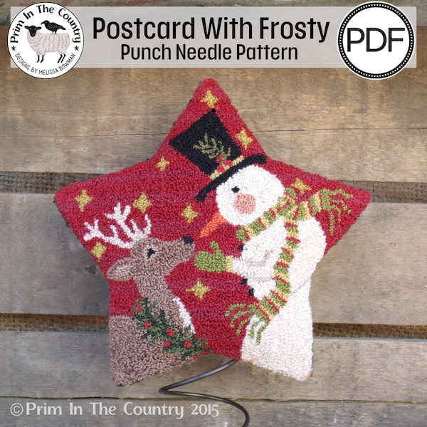 Postcard With Frosty PDF/Digital Punch Needle Pattern