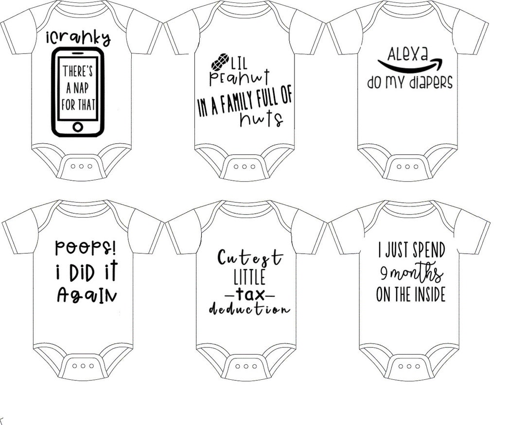 DIY Funny Caption Baby Boy/ Girl/ Unisex Bodysuit Design Kit for Baby