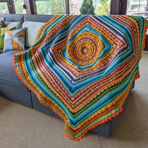 Handmade crochet mandala blanket Large boho blanket throw Festival square blanket image 2