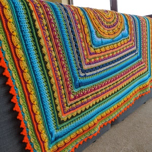 Handmade crochet mandala blanket Large boho blanket throw Festival square blanket image 5