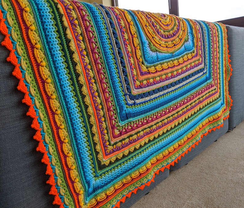 Handmade crochet mandala blanket Large boho blanket throw Festival square blanket image 5