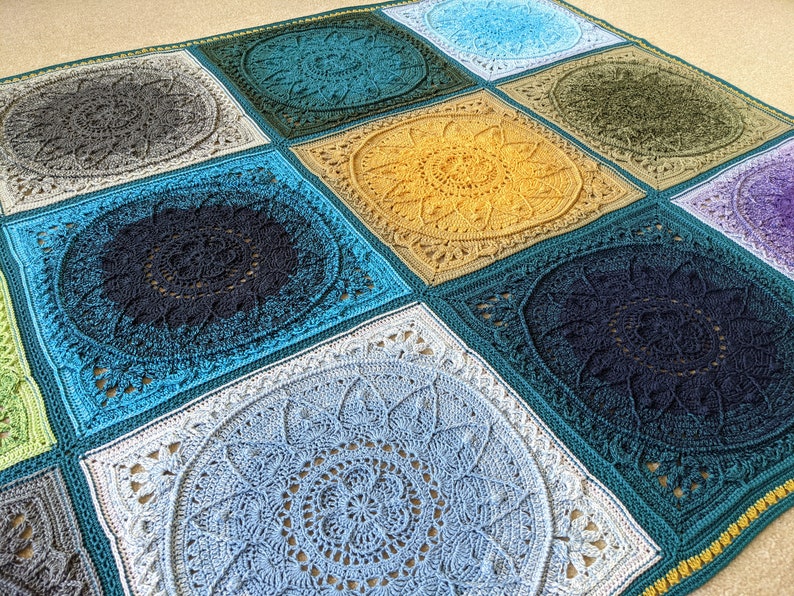 Handmade crochet cotton blanket Large crochet mandala blanket Boho hippie Sophies Dream blanket image 7