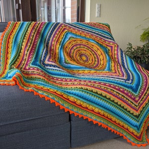Handmade crochet mandala blanket Large boho blanket throw Festival square blanket image 3