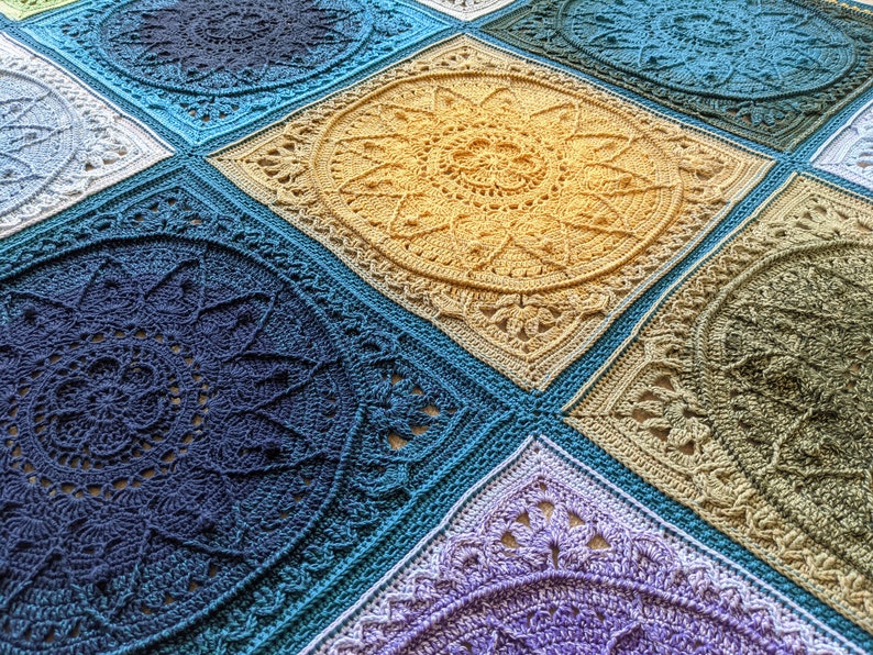 Handmade crochet cotton blanket Large crochet mandala blanket Boho hippie Sophies Dream blanket image 8