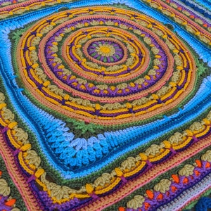 Handmade crochet mandala blanket Large boho blanket throw Festival square blanket image 8