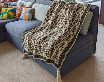 Handmade crochet blanket Chunky blanket throw Crochet mosaic blanket