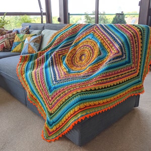 Handmade crochet mandala blanket Large boho blanket throw Festival square blanket image 1