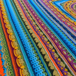 Handmade crochet mandala blanket Large boho blanket throw Festival square blanket image 10