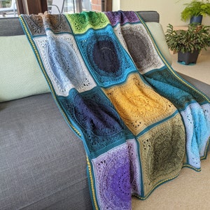 Handmade crochet cotton blanket Large crochet mandala blanket Boho hippie Sophies Dream blanket image 3