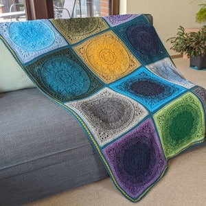 Handmade crochet cotton blanket Large crochet mandala blanket Boho hippie Sophies Dream blanket image 4