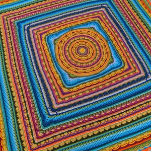 Handmade crochet mandala blanket Large boho blanket throw Festival square blanket image 7