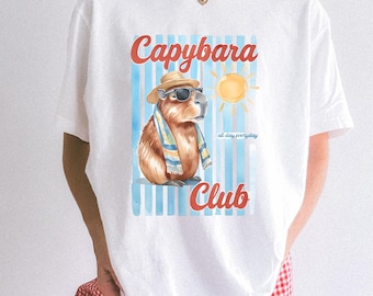 Capybara Club Comfort Colors Shirt, Capybara Lovers Gift, Pet Lovers Gift, Trending Summer Capybara Shirt, Italian Style Shirt, Gift for Her