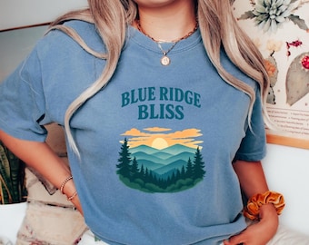 Blue Ridge Bliss Comfort Colors Mountain Shirt, Blue Ridge Mountains Shirt, Nature-Lover Tee, Blue Ridge Sunset Graphic, Gift for Her