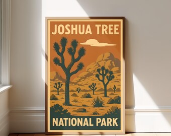 Vintage Joshua Tree National Park Poster | 20x30 Retro Travel Art Print |Desert Landscape Wall Decor | Joshua Tree | Vintage National Park
