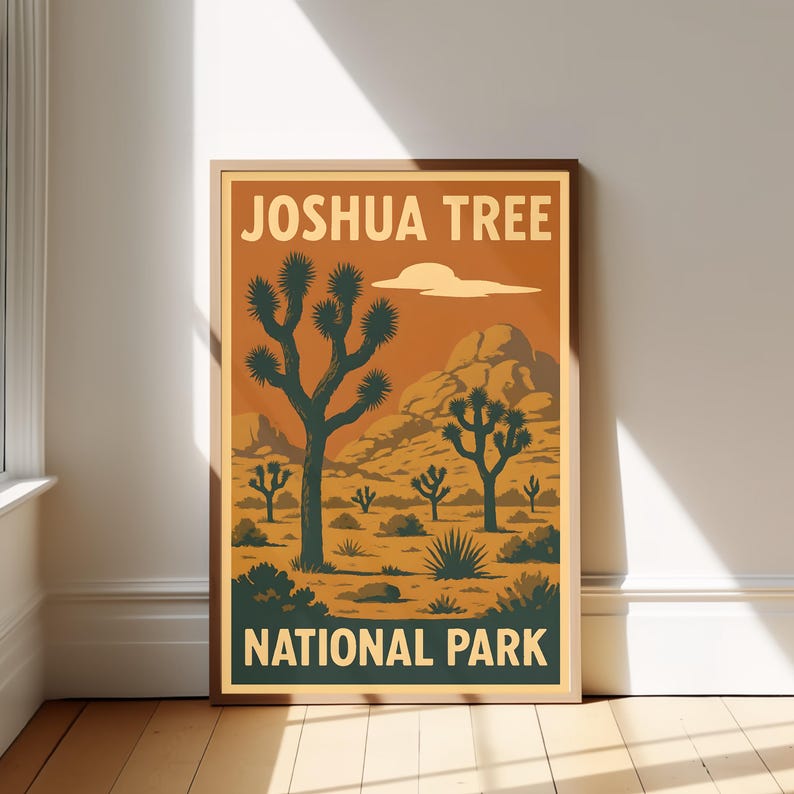 Vintage Joshua Tree National Park Poster | 20x30 Retro Travel Art Print ...
