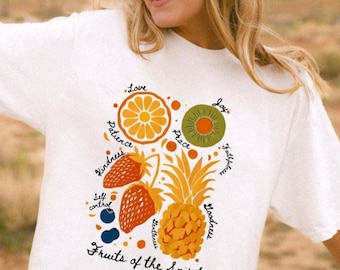 Fruit of the Spirit Comfort Colors Shirt with Italian Style Font, Christian Aesthetic Shirt, Religious Gift for Her, Christian Womens Shirt