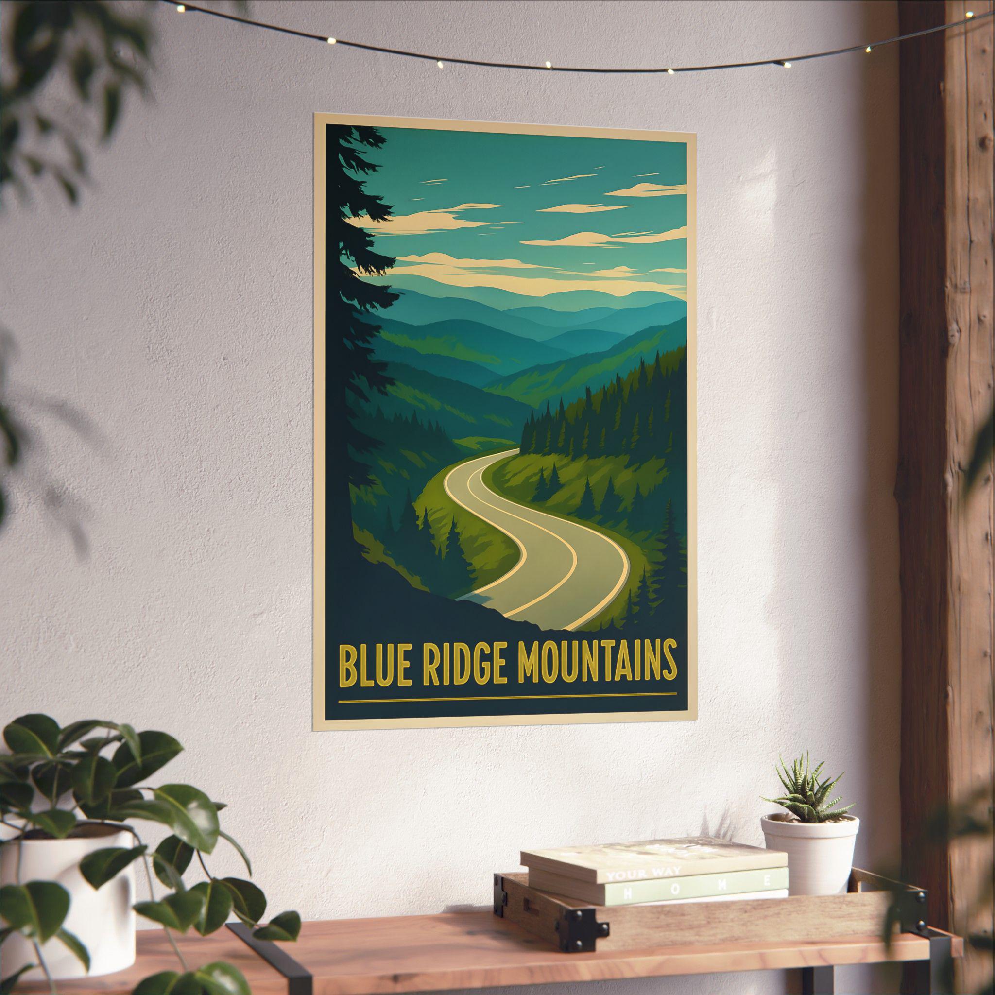 Vintage Blue Ridge Mountains Poster 20x30 Scenic Parkway Wall Art ...