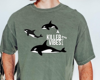 Killer Vibes Orca Whale Comfort Colors T-Shirt, Marine Animal Tee
