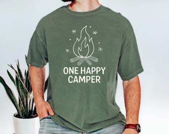 One Happy Camper Firefly Shirt | Hiking Shirt | Nature Graphic T-Shirt | Camping Tee | Gift for Outdoor Lovers | Fathers Day Gift|Nature Dad