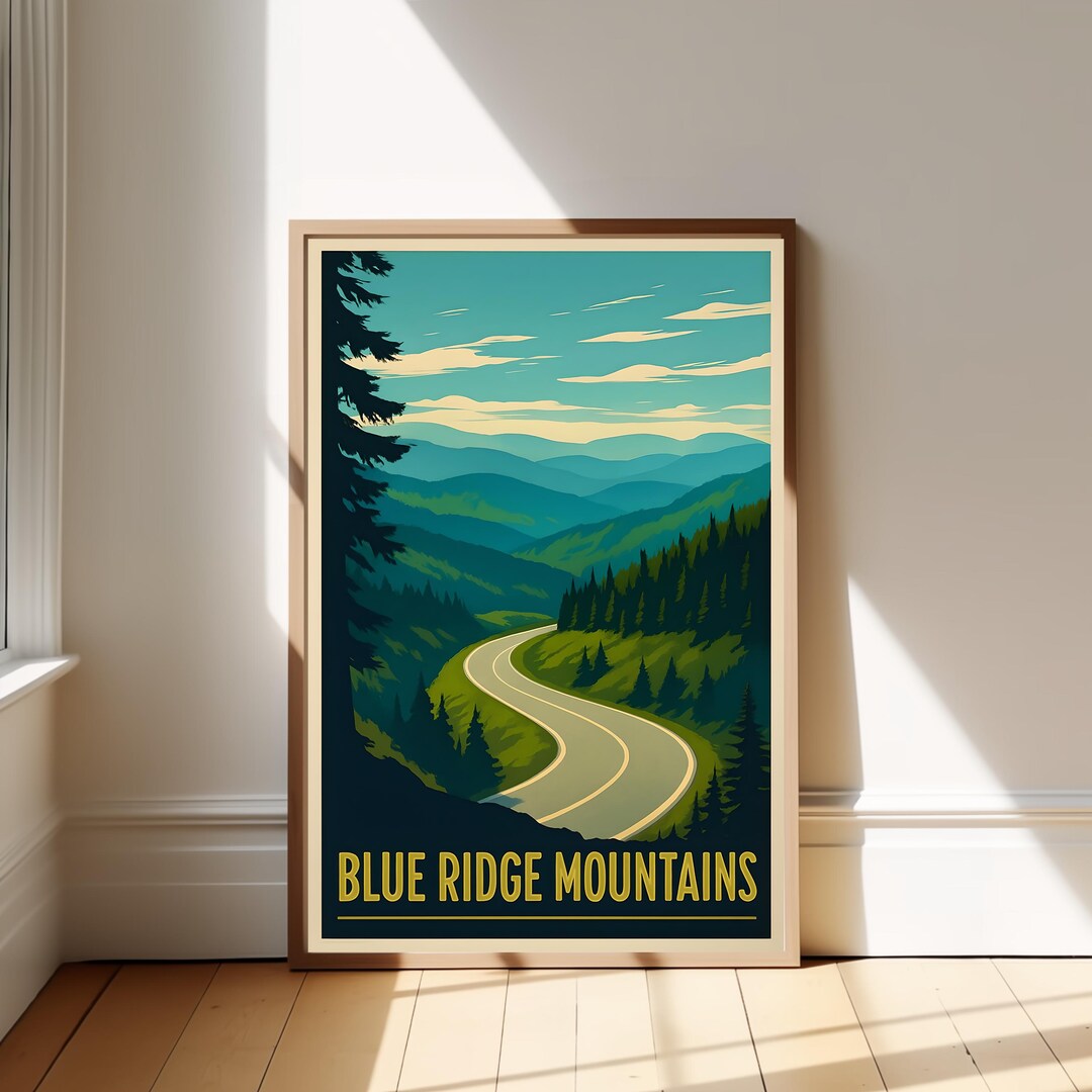Vintage Blue Ridge Mountains Poster 20x30 Scenic Parkway Wall Art ...