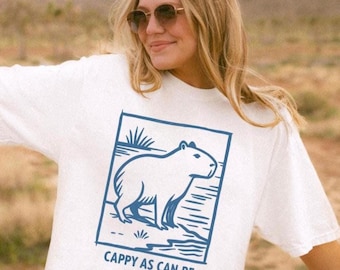 Minimalist Capybara Comfort Colors Tee: Nature Lover Gift