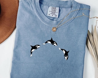 Orca Whale Jumping Comfort Colors T-shirt, Sealife Gift