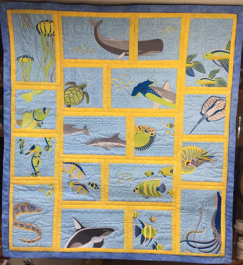 Ocean Quilt Etsy Scottie dog quilt