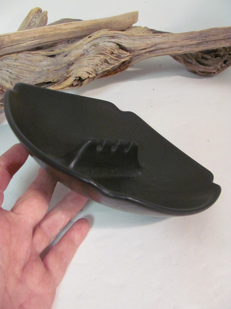 Nice Vintage Black Ceramic Ashtray by Hyalyn