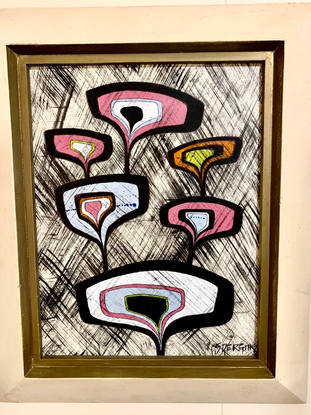 Original Framed Pen and Ink Abstract Entitled Cosmic Poppies - Etsy