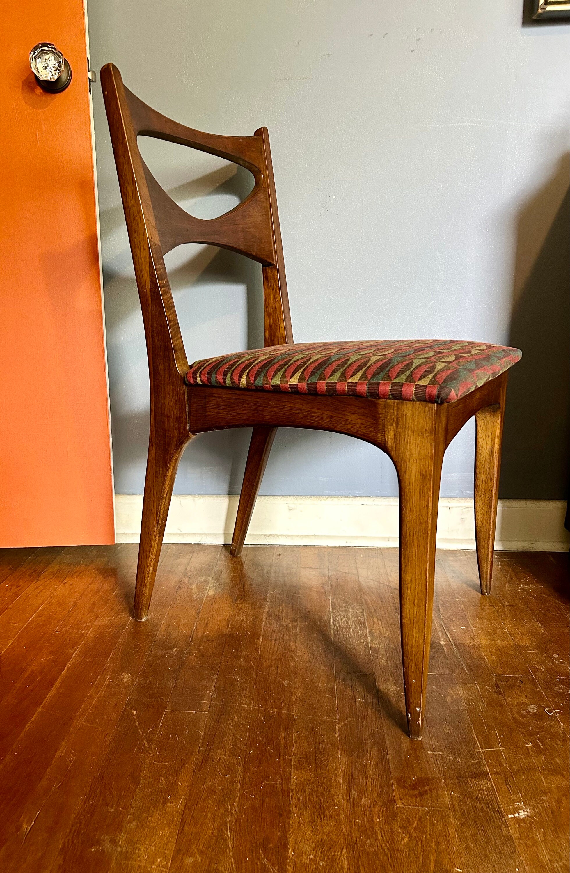 Vintage MCM Walnut Side Chair by Drexel Profile Collection
