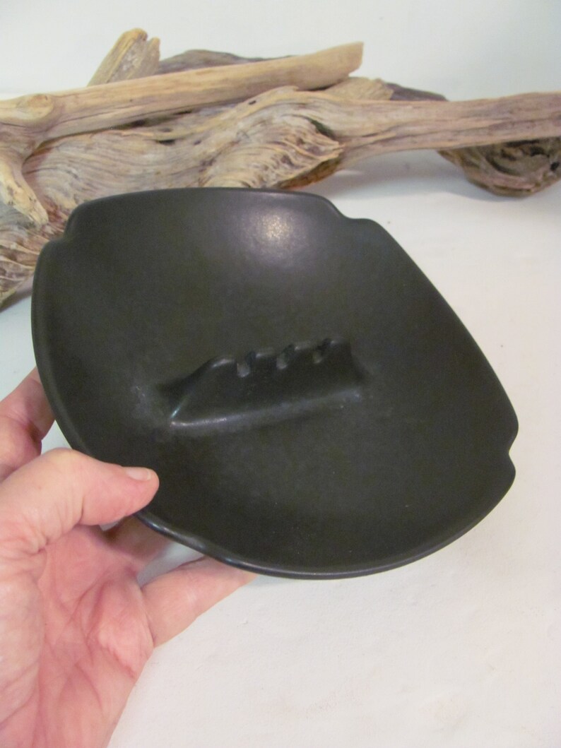 Nice Vintage Black Ceramic Ashtray by Hyalyn